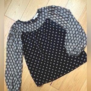 LOFT Graphic Long Sleeve Blouse